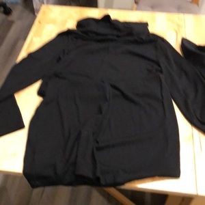Cowl neck black sweater dress